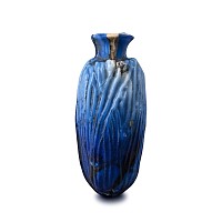 Large Roman Deep Blue Glass Date Flask