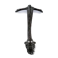 Roman Bronze Vessel Handle with Silver Inlaid Face