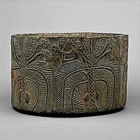 Mesopotamian Steatite Bowl with Animals and Palm Trees