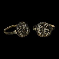 Byzantine Bronze Ring with Jesus Riding a Donkey