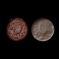 Hittite Red Jasper Stamp Seal with Bird