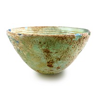 Greek Iridescent Pale Aqua Glass Bowl