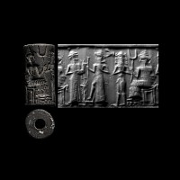 Old Babylonian Hematite Cylinder Seal with Sin, the Moon God