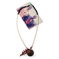 Zulu Woman's Necklace with 'Ishungu' Snuff Container and Photograph of Ms Nonhlanhla Nene a Descendant of the Owner