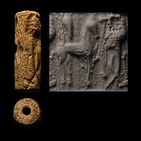 Western Asiatic Cream Stone Cylinder Seal with Horse