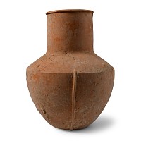 Large Luristan Ribbed Terracotta Storage Vessel