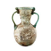 Large Roman Double-Handled Glass Amphora with Flared Mouth