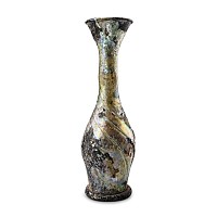 Roman Tall Glass Flask with Iridescence