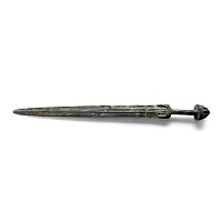 Luristan Bronze Long Sword with Double-Edged Blade and Domed Pommel