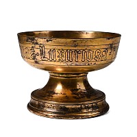 Post Medieval Gilt Bronze Chalice with Biblical Proverb in Latin