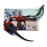 Zulu Woman's Beaded 'Ujibilili' Necklace and Photograph of Lindiwe Masondo, a Descendant of the Owner, Wearing It