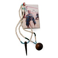 Zulu Woman's Beaded 'Ishungu' Snuff Container Necklace and Photograph of Ms Phumzile Mandlakazi, a Descendant of the Owner, Wearing It