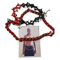 Zulu Woman's Beaded 'Isijolandi' Necklace and Photograph of of an Unknown Zulu, a Descendant of the Owner, Wearing It