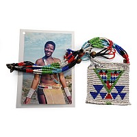 Zulu Woman's Beaded 'Isijoumba' Collar and Photograph of Ms Thandi Khumalo, a Descendant of the Owner, Wearing It