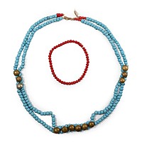 Zulu Man's Glass Bead Necklace and Bracelet