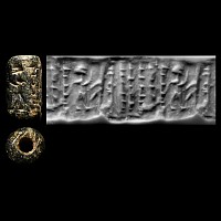 Western Asiatic Steatite Cylinder Seal with Standing Figure