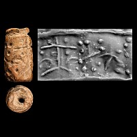 Neo-Assyrian Buff Steatite Cylinder Seal with Trees