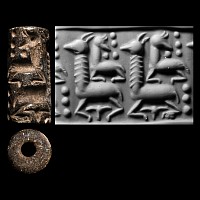 Western Asiatic Steatite Cylinder Seal with Quadrupeds