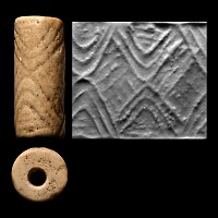 Large Jemdet Nasr Type Cream Stone Geometric Cylinder Seal