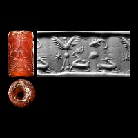 Western Asiatic Carnelian Cylinder Seal with Animals