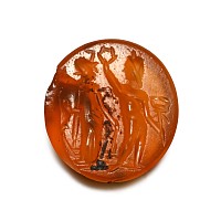 Roman Carnelian Gemstone with Minerva and Mercury