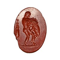 Roman Red Jasper Magical Stomach Amulet with Hercules Fighting a Lion