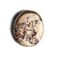 Etruscan Variegated Agate Scaraboid Gemstone with Dancing Satyrs