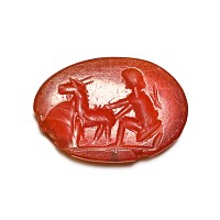 Roman Carnelian Gemstone with Figure and Animal