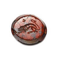 Greek Red Variegated Gemstone with Lioness