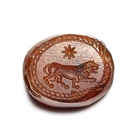 Eastern Greek Variegated Agate Gemstone with Lion