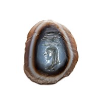 Roman Banded Agate Gemstone with Head of a Goddesss