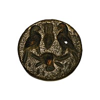 Roman Bronze Intaglio with Bull's Head and Birds