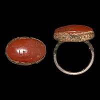 Sasanian Silver Ring with Carnelian Calligraphic Gemstone