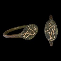 Greek Bronze Ring with Standing Figure