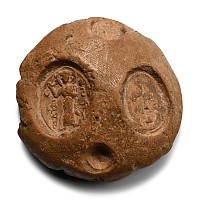 Large Sasanian Clay Bulla with Seal Impressions