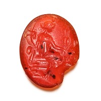 Roman Carnelian Gemstone with Seated Goddess Fortuna