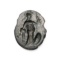 Roman Black Gemstone with Goddess Athena Holding a Spear
