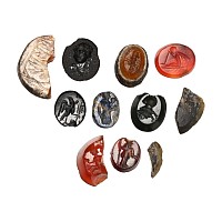 Roman Stone and Glass Gem Collection Including Bust of Caracalla