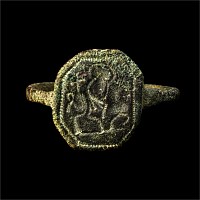 Byzantine Bronze Ring with Saint