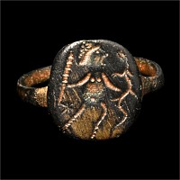 Roman Gnostic Bronze Ring with Nude Character