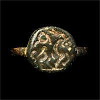 Sasanian Bronze Ring with Stag
