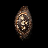 Roman Bronze Ring with Moon and Stars Gemstone