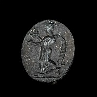 Large Greek Bronze Ring Bezel with Goddess