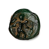 Roman Glass Vessel Roundel Seal with Deity