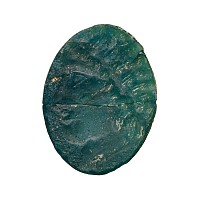 Large Bactrian Blue Glass Intaglio with Portrait