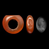 Sasanian Carnelian Stamp Seal with Bust