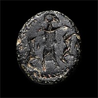 Western Asiatic Black Stone Stamp Seal with Master of Animals