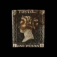 Victorian Penny Black with 'Dark Brown' Maltese Cross