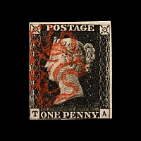 Victorian Penny Black with 'Stonehaven - Red Double Lined' Maltese Cross