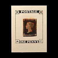 Victorian Penny Black Re-entry with Red Maltese Cross